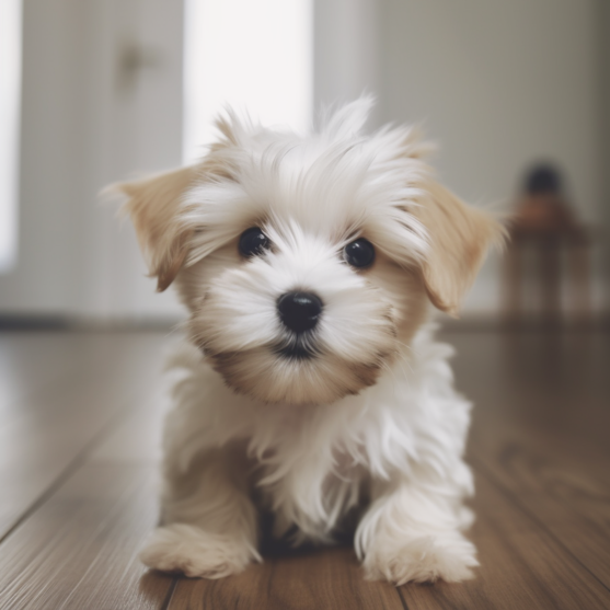 Morkie puppy relaxing